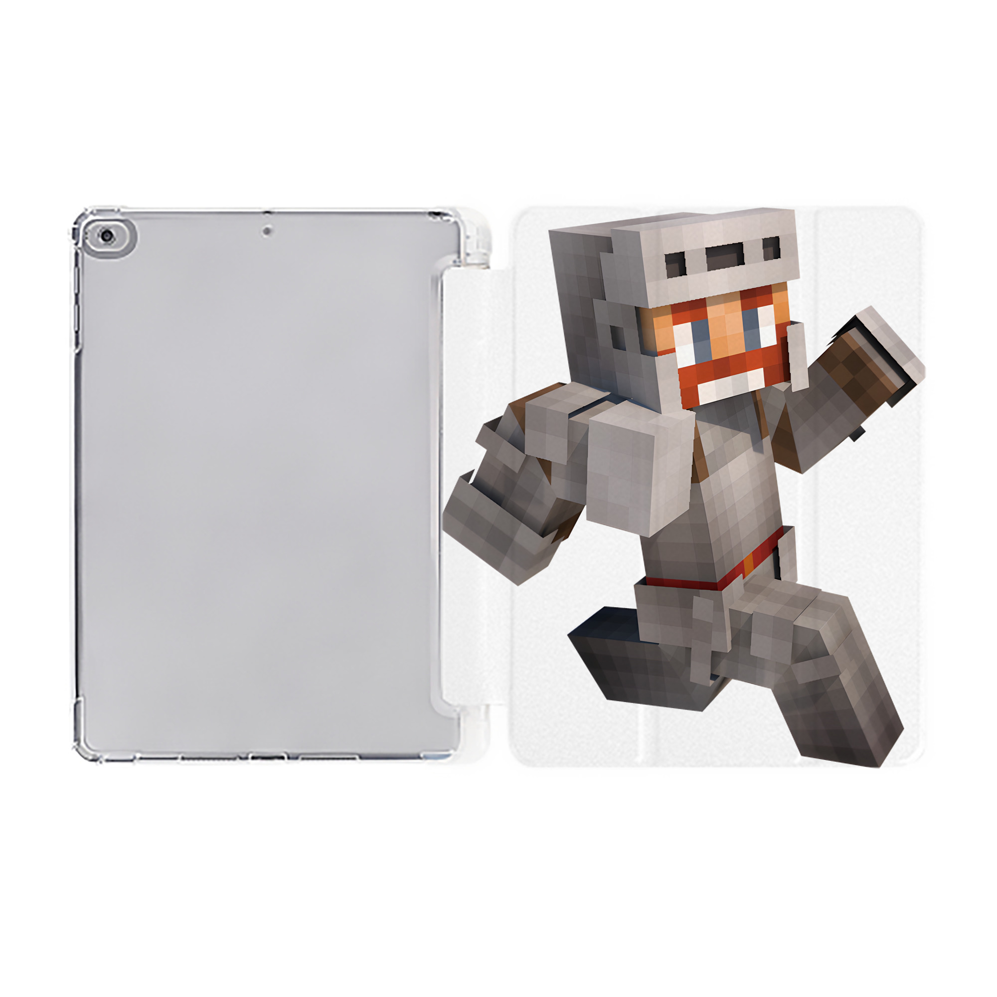 （画像用） マインクラフト ブロックの世界 Minecraft MC Block world IPad ケース ペン収納付き 三つ折りスタンド PUレザー×シリコン 対応機種9.5/10.5/10.9インチ
